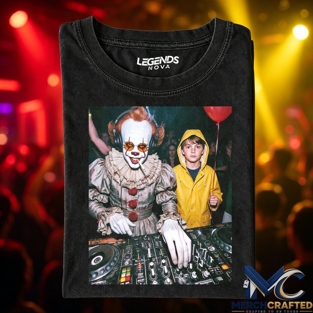 Pennywise x Georgie DJ Party Tee Funny Horror Graphic Shirt for IT Fans