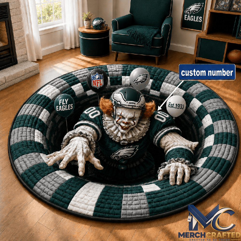 Philadelphia Eagles x Pennywise 2026 Halloween Custom Number Special Quilted Round Rug