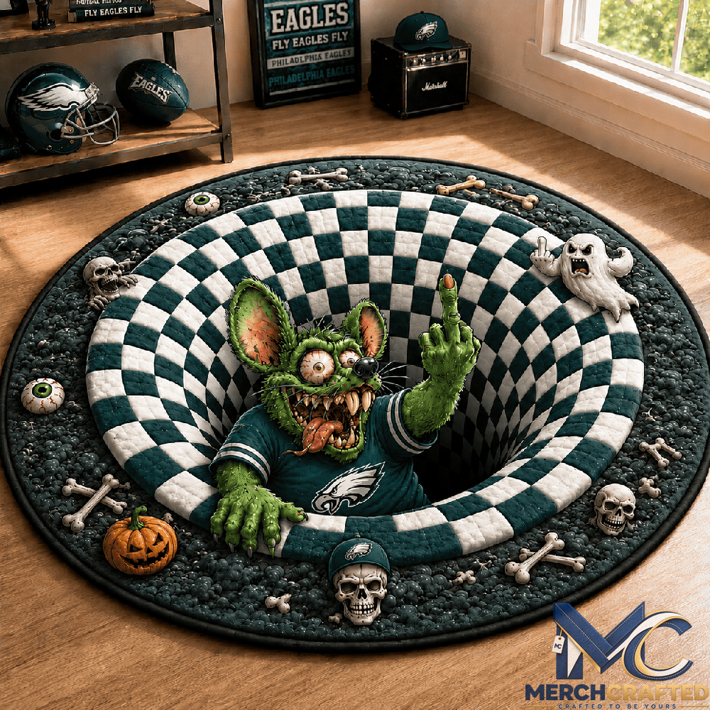Philadelphia Eagles x Rat Fink 2026 Halloween Limited Edition Quilted Round Rug