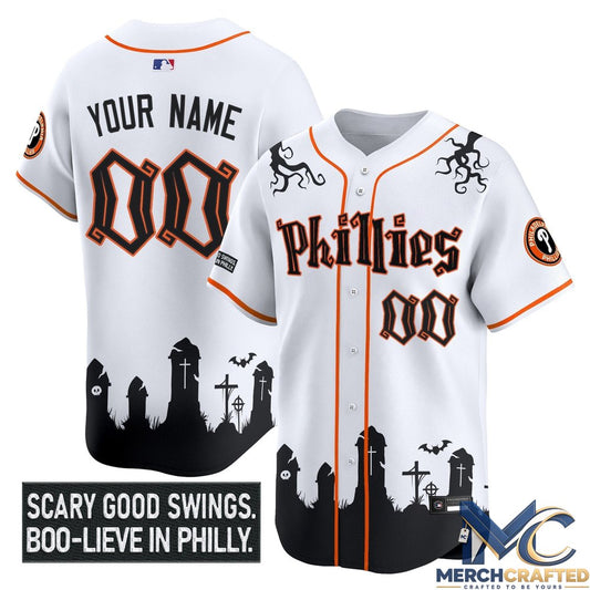 Phillies Halloween Spooky Edition Custom Baseball Jersey