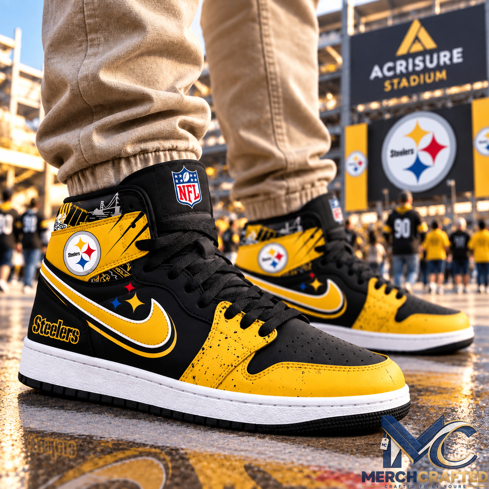 Pittsburgh Steelers Black Gold Football High Top Sneakers For Fans
