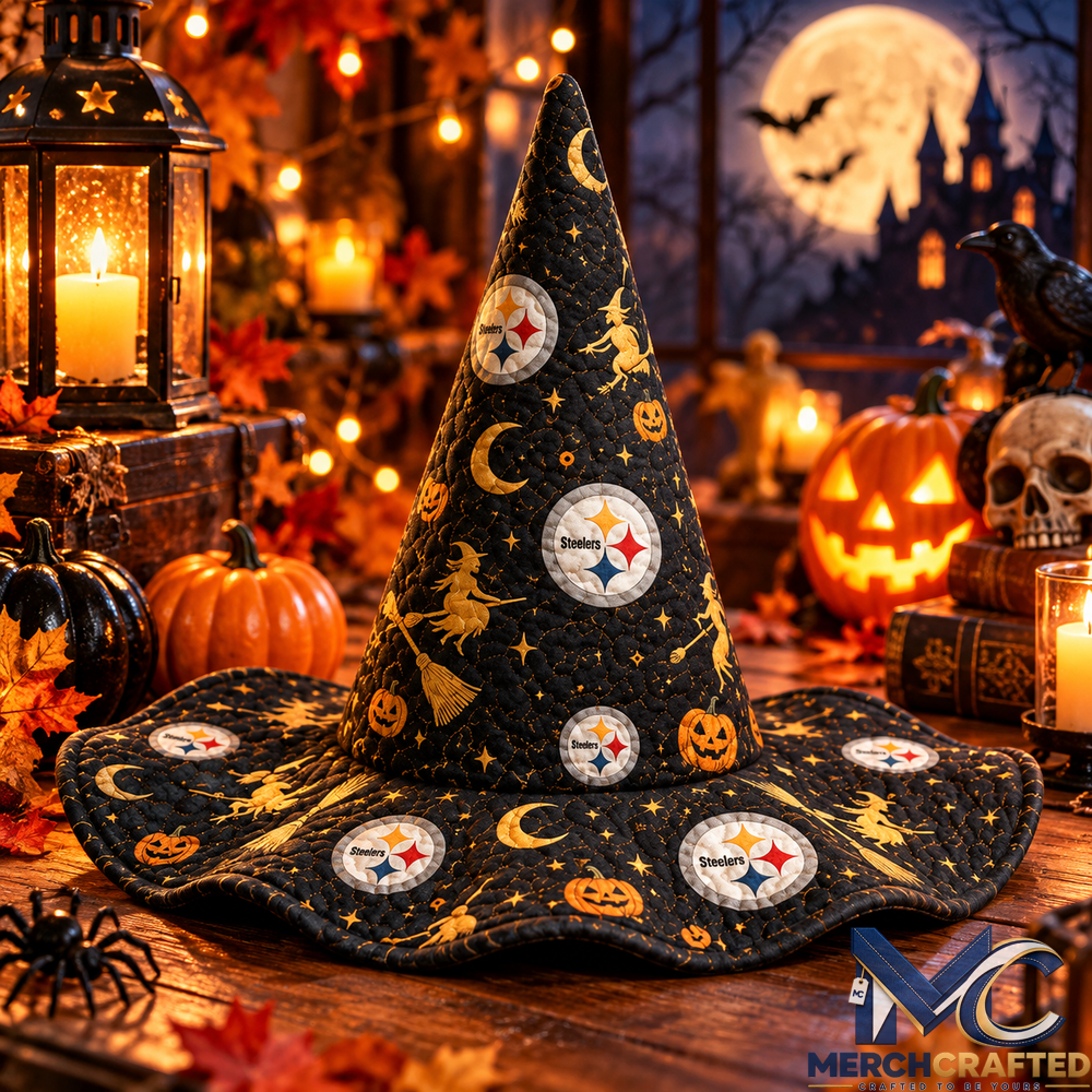 Pittsburgh Steelers Halloween Quilted Witch Hat for Women