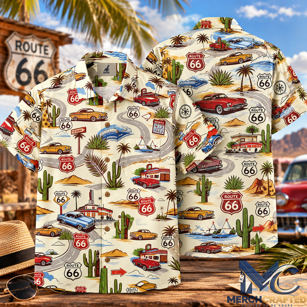 Route 66 Minimalist Desert Road Limited Edition Hawaiian Shirt