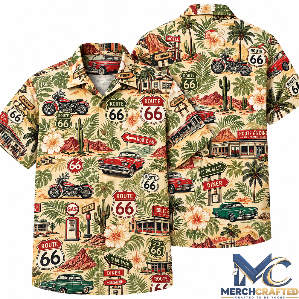 Route 66 Vintage Desert Hawaiian Shirt Retro American Road Trip Shirt