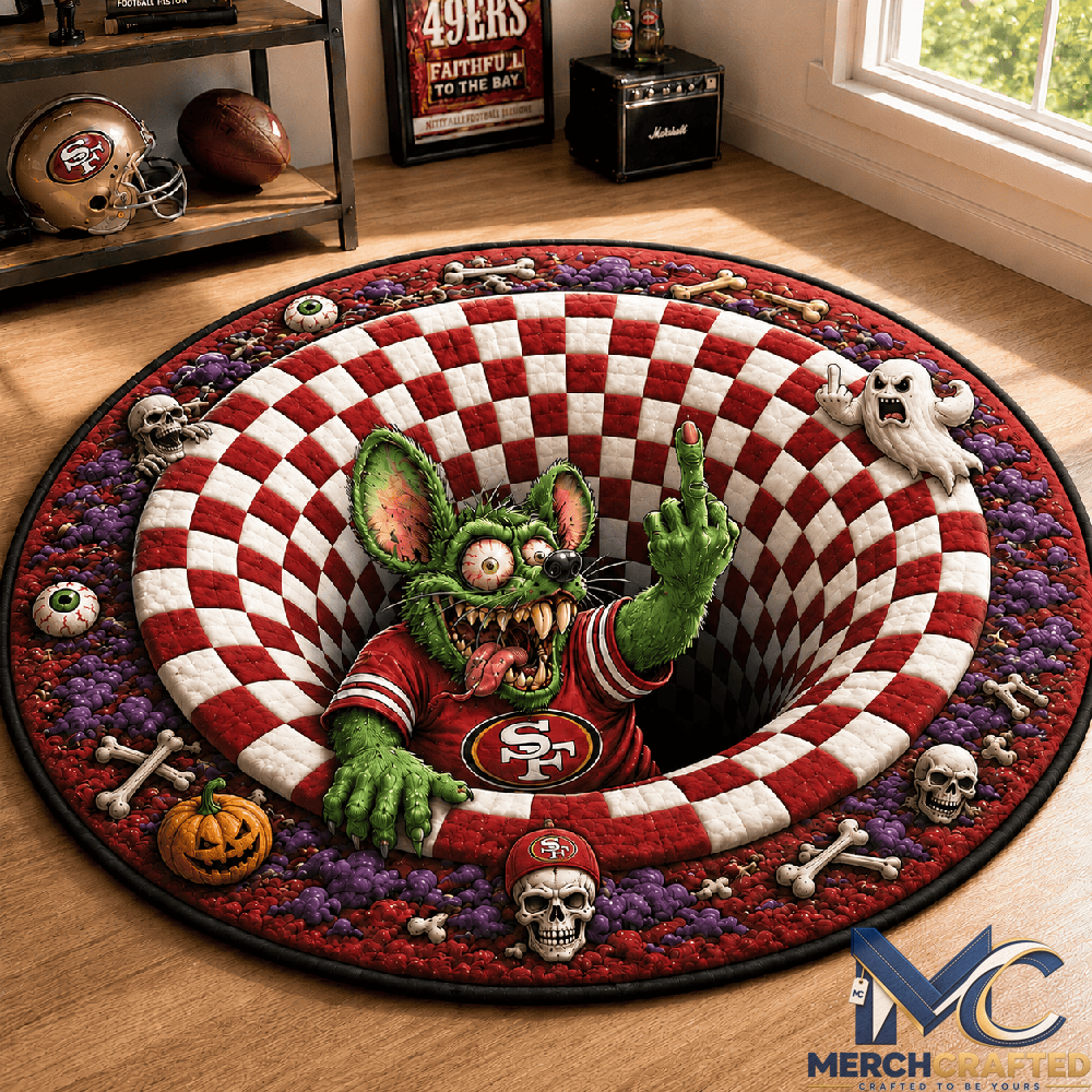 San Francisco 49ers x Rat Fink 2026 Halloween Limited Edition Quilted Round Rug