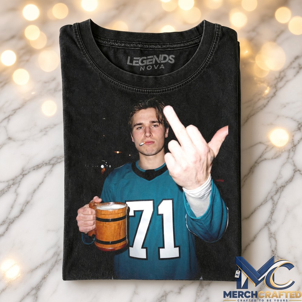San Jose Sharks x Macklin Celebrini Drinking Middle Finger Tee
