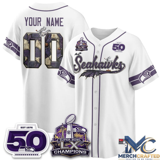 Seattle Seahawks 2026 Halloween Nightmare Edition Custom Baseball Jersey