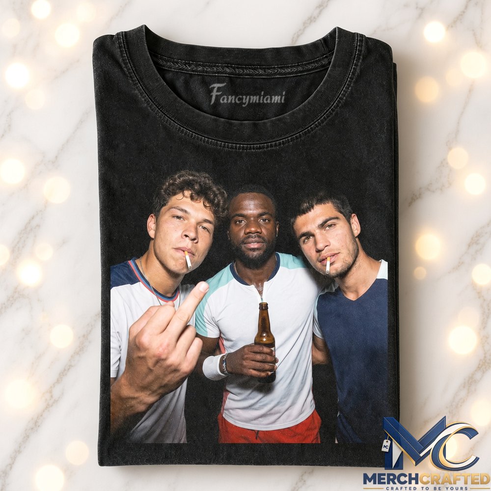 Shelton x Tiafoe x Alcaraz Smoking Drinking Graphic T-Shirt