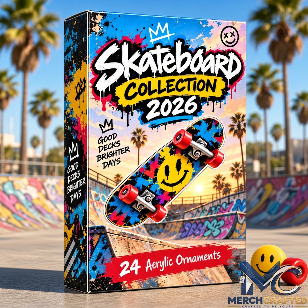 Skateboard Advent Calendar 2026 – 24 Acrylic Ornament Christmas Gift