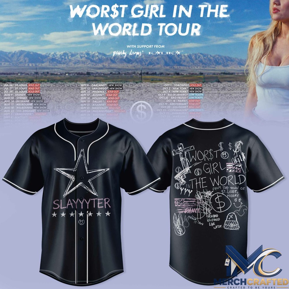 Slayyyter Worst Girl In The World Tour Baseball Jersey