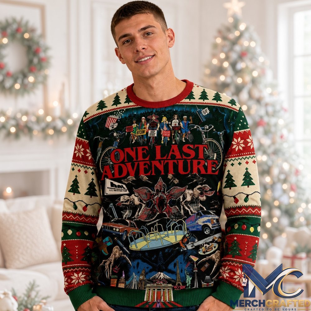 Stranger Things 5 One Last Adventure Ugly Christmas Sweater 2026 Hawkins Holiday Knit for Fans