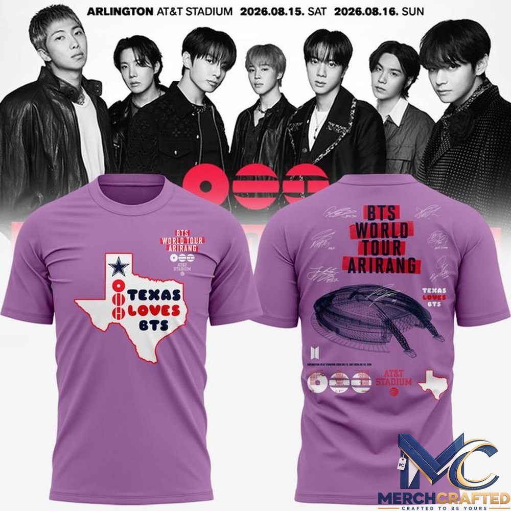 Texas Loves BTS - Dallas Cowboys x BTS WORLD TOUR 'ARIRANG' AT&T Stadium Tshirt