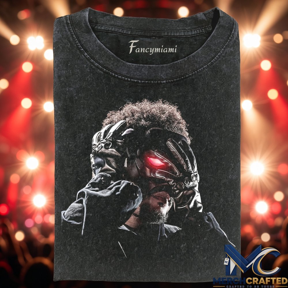 The Weeknd Cyber Mask Portrait T-Shirt Vintage Music Graphic Tee for The Weeknd Fans