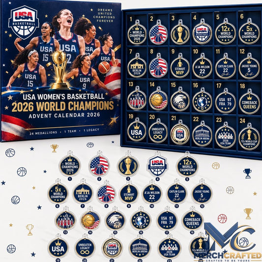 USA Womens Basketball 2026 World Champions Advent Calendar 24 Medallions Collectible Gift Set