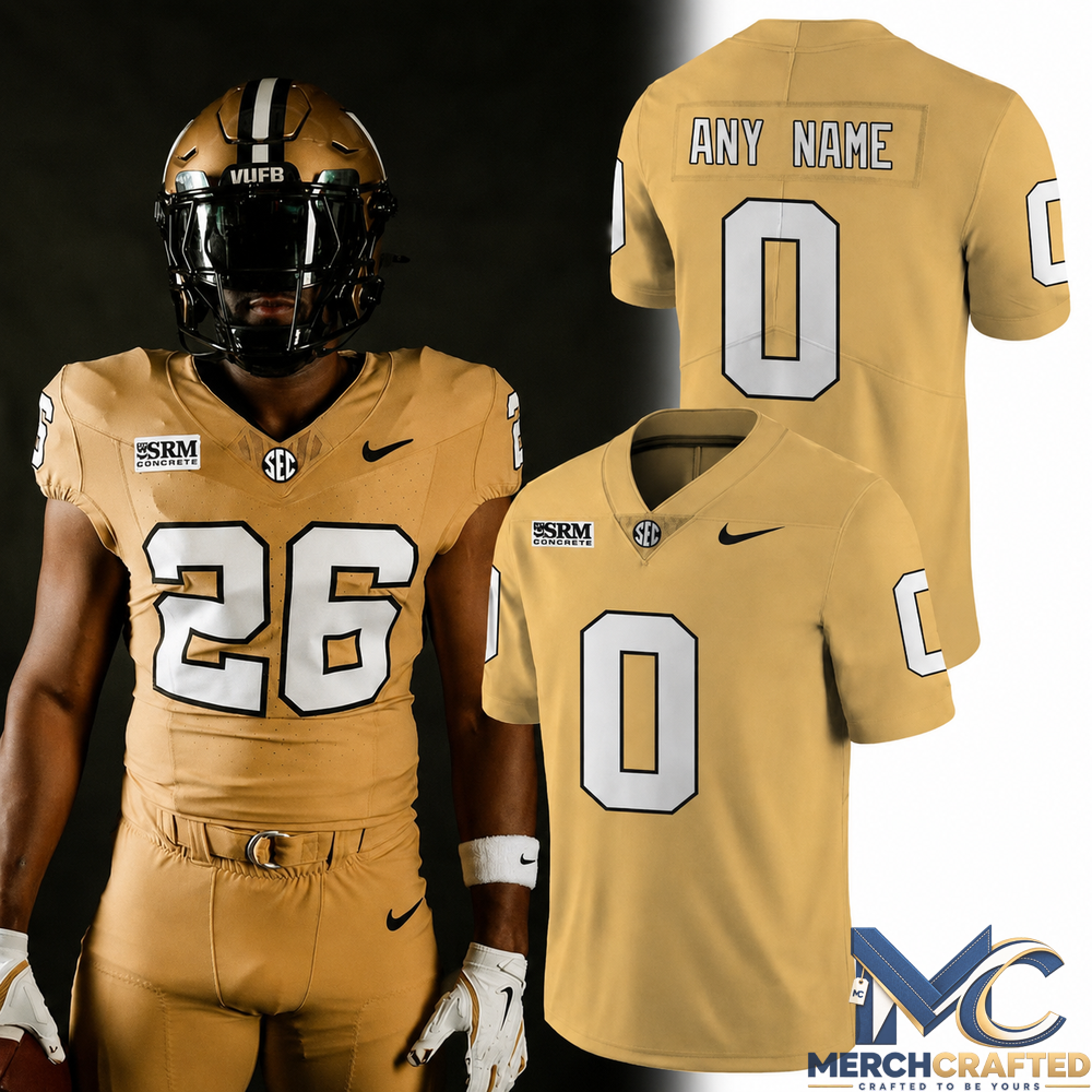 Vanderbilt Commodores Season 2026 Custom Gold Football Jersey