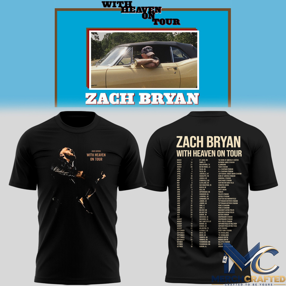 Zach Bryan New England Patriots Concert T-Shirt With Heaven On Tour 2026