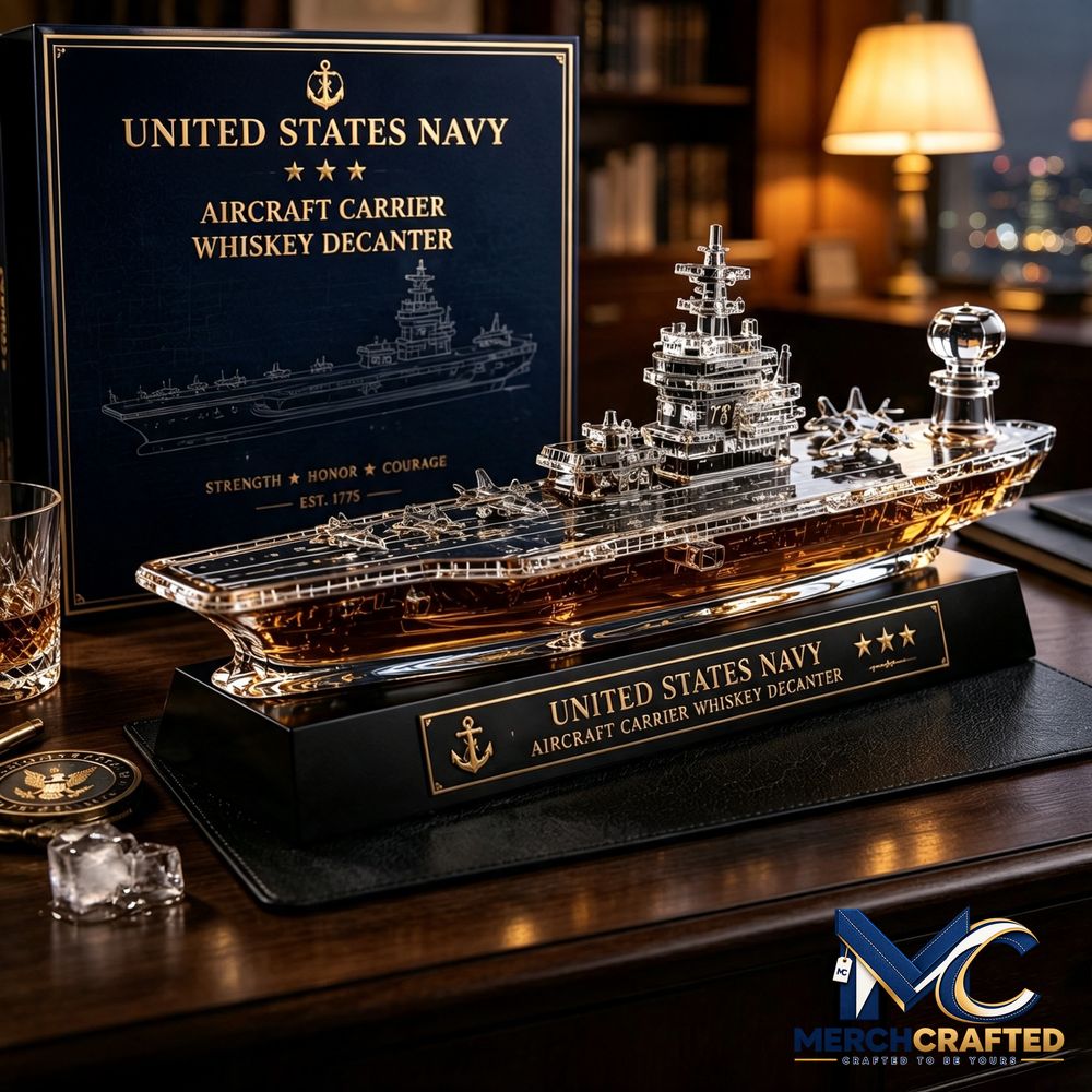 Aircraft Carrier U S Navy Inspired Collector Barware Whiskey Bottle - Merch Crafted