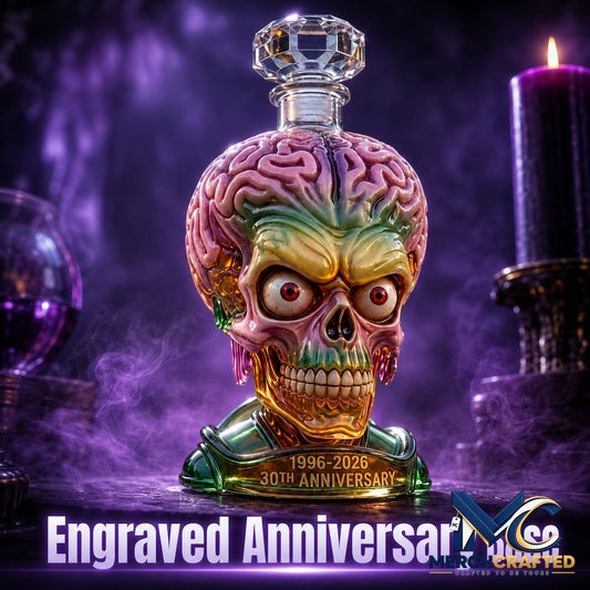 Alien Skull Glass Liquor Whiskey Bottle - Merch Crafted