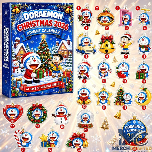 Doraemon Christmas 2026 Advent Calendar 24 Days of Holiday Cheer Acrylic Ornaments Christmas Countdown Gift - Merch Crafted