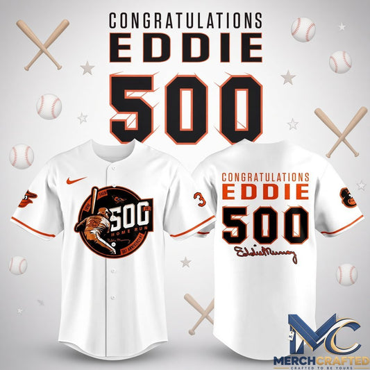 Eddie Murray Baltimore Orioles 500 Home Run Baseball Jersey - Merch Crafted