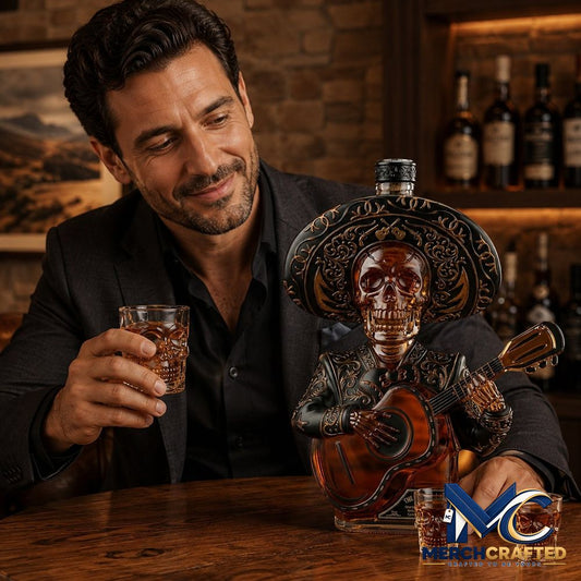 El Mariachi s Soul Mexican Mariachi Skeleton Set Whiskey Bottle - Merch Crafted
