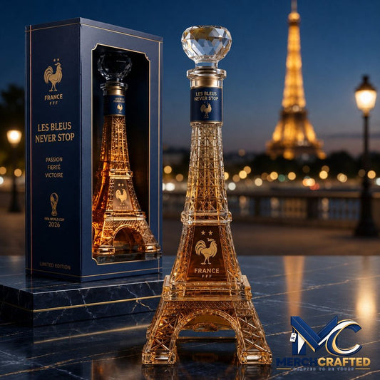 France Football Eiffel Tower Whiskey Bottle - Merch Crafted