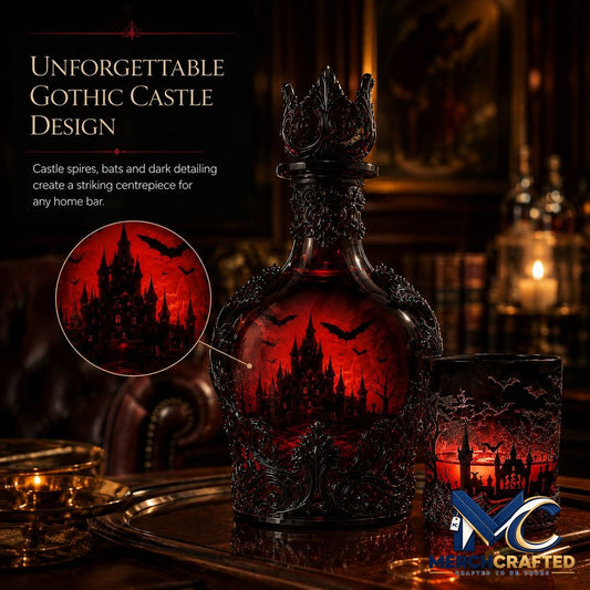 Gothic Vampire Castle Tumbler Gothic Whiskey Bottle - Merch Crafted