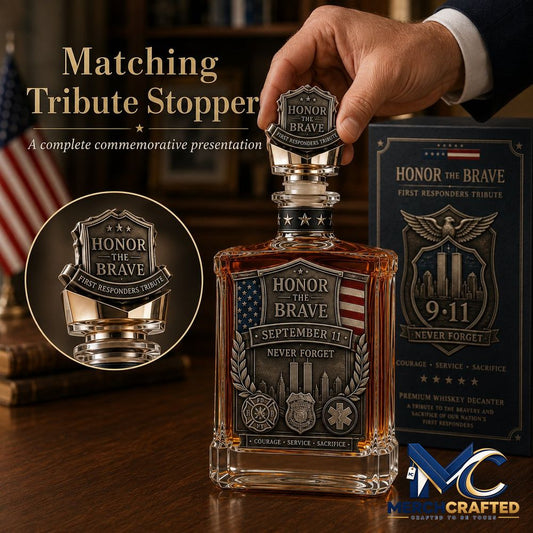 Honor the Brave Relief Emblem Hero Commemorative Ornament for Home Bar Display Whiskey Bottle - Merch Crafted