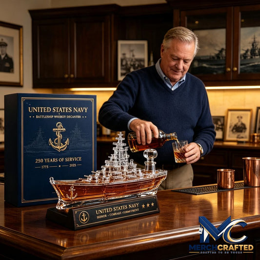 Navy Battleship Whiskey Bottle - Merch Crafted