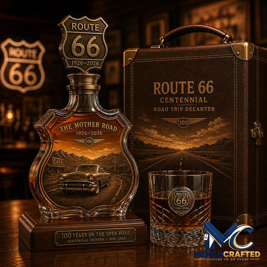 Route 66 Centennial Road Trip Set Whiskey Bottle - Merch Crafted