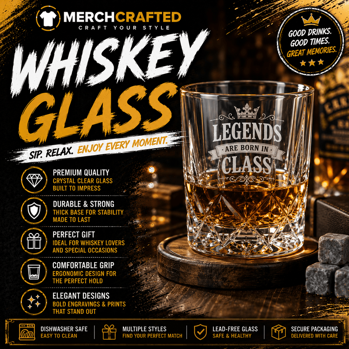 Whiskey Glasses - Merch Crafted