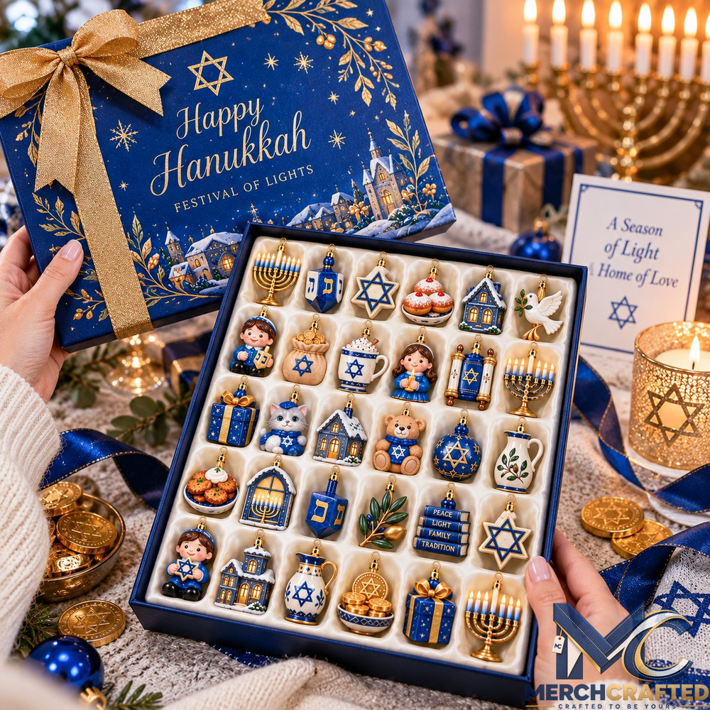 24-Day Hanukkah Countdown Advent Calendar – Festival of Lights Mini Ornaments Limited Edition