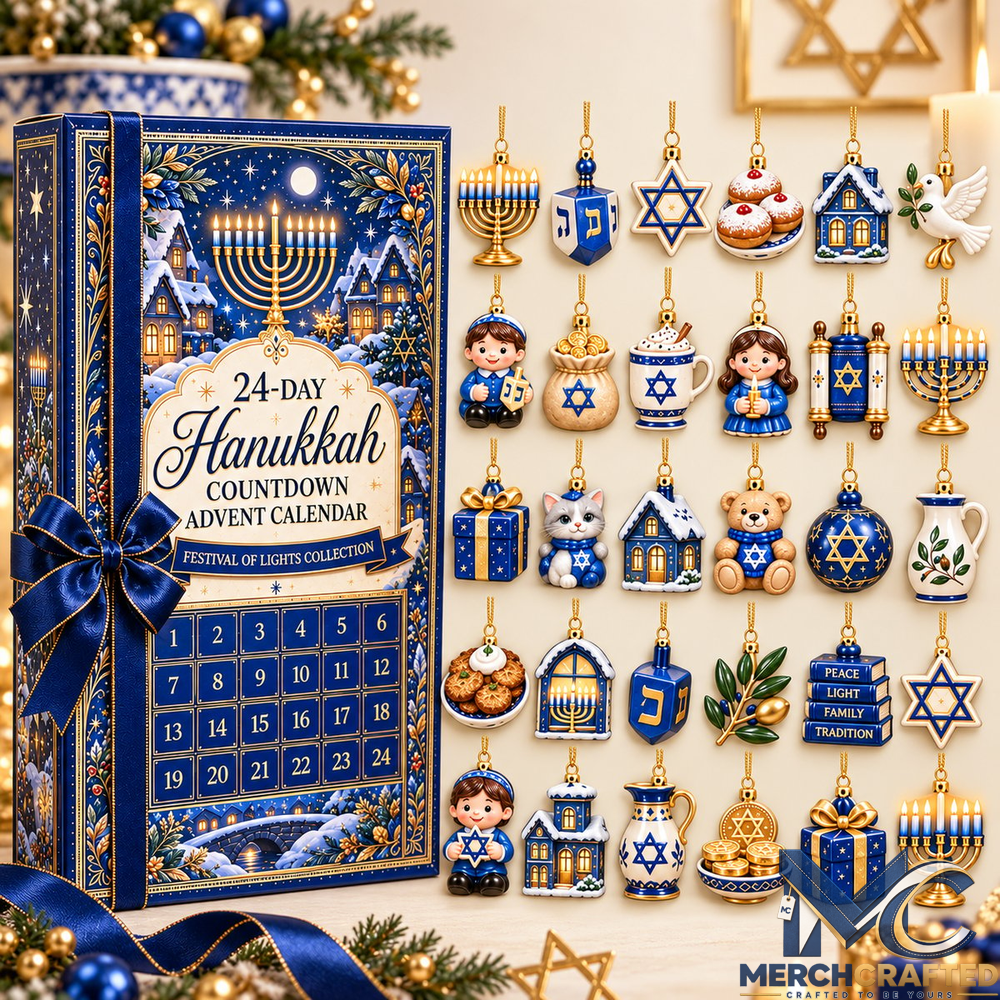 24-Day Hanukkah Countdown Advent Calendar – Festival of Lights Mini Ornaments Limited Edition