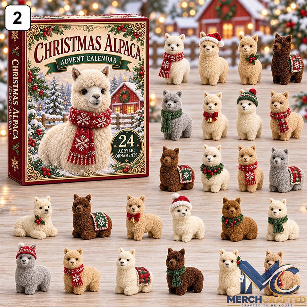 24 Days of Alpaca Christmas Advent Calendar Ornaments