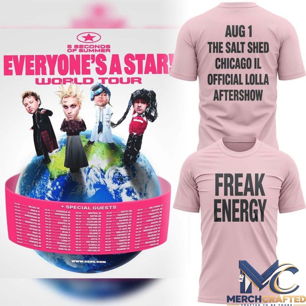 5 Seconds of Summer World Tour 2026 Freak Energy Shirt