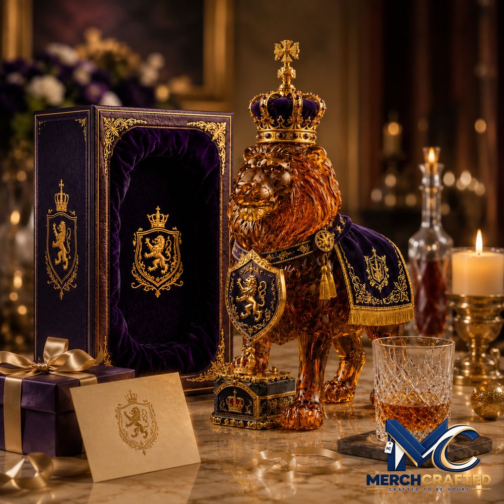 87th Anniversary Royal Lion Crown Style Collectible Decor Liquor Whiskey Bottle - Merch Crafted