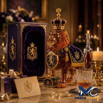 87th Anniversary Royal Lion Crown Style Collectible Decor Liquor Whiskey Bottle - Merch Crafted