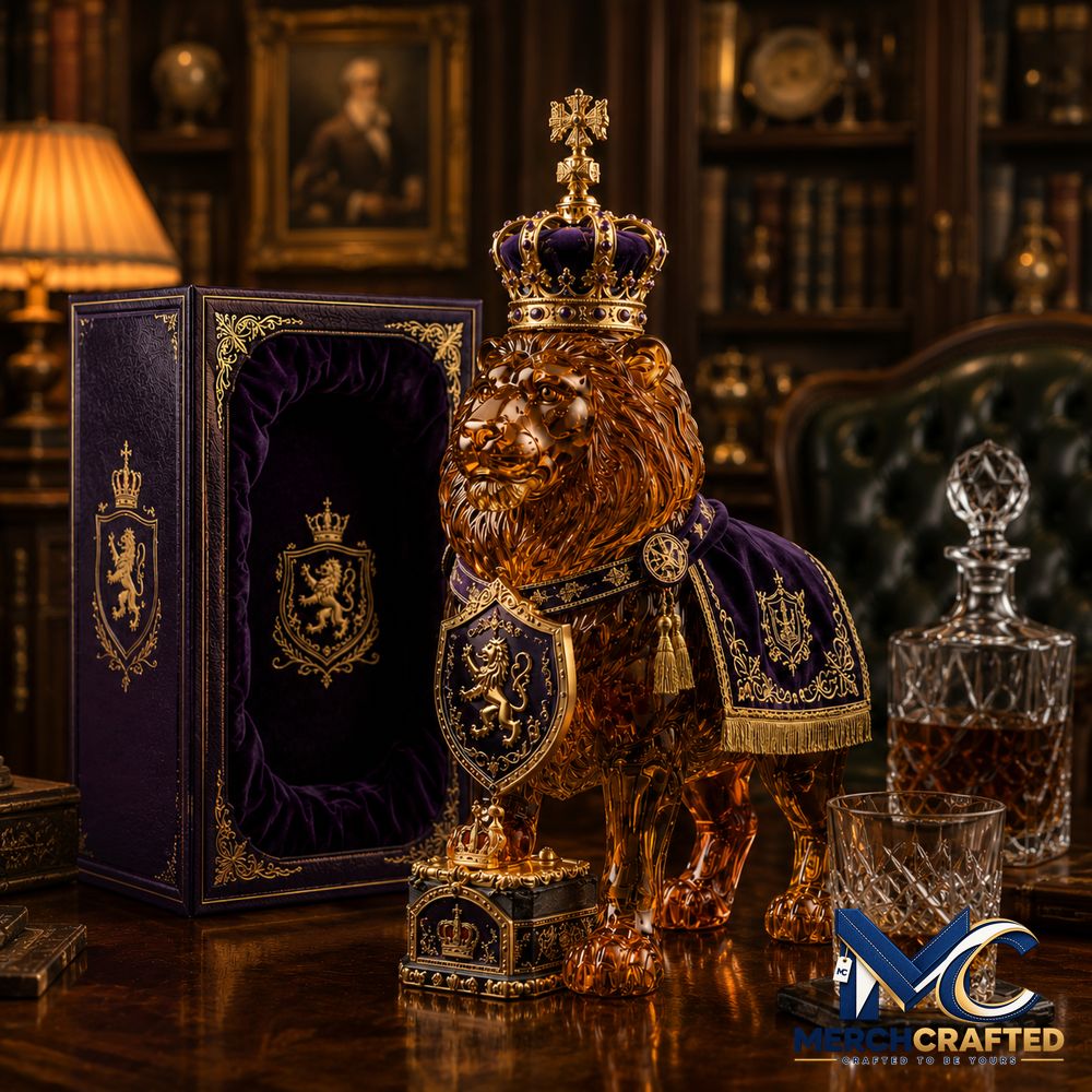 87th Anniversary Royal Lion Crown Style Collectible Decor Liquor Whiskey Bottle - Merch Crafted