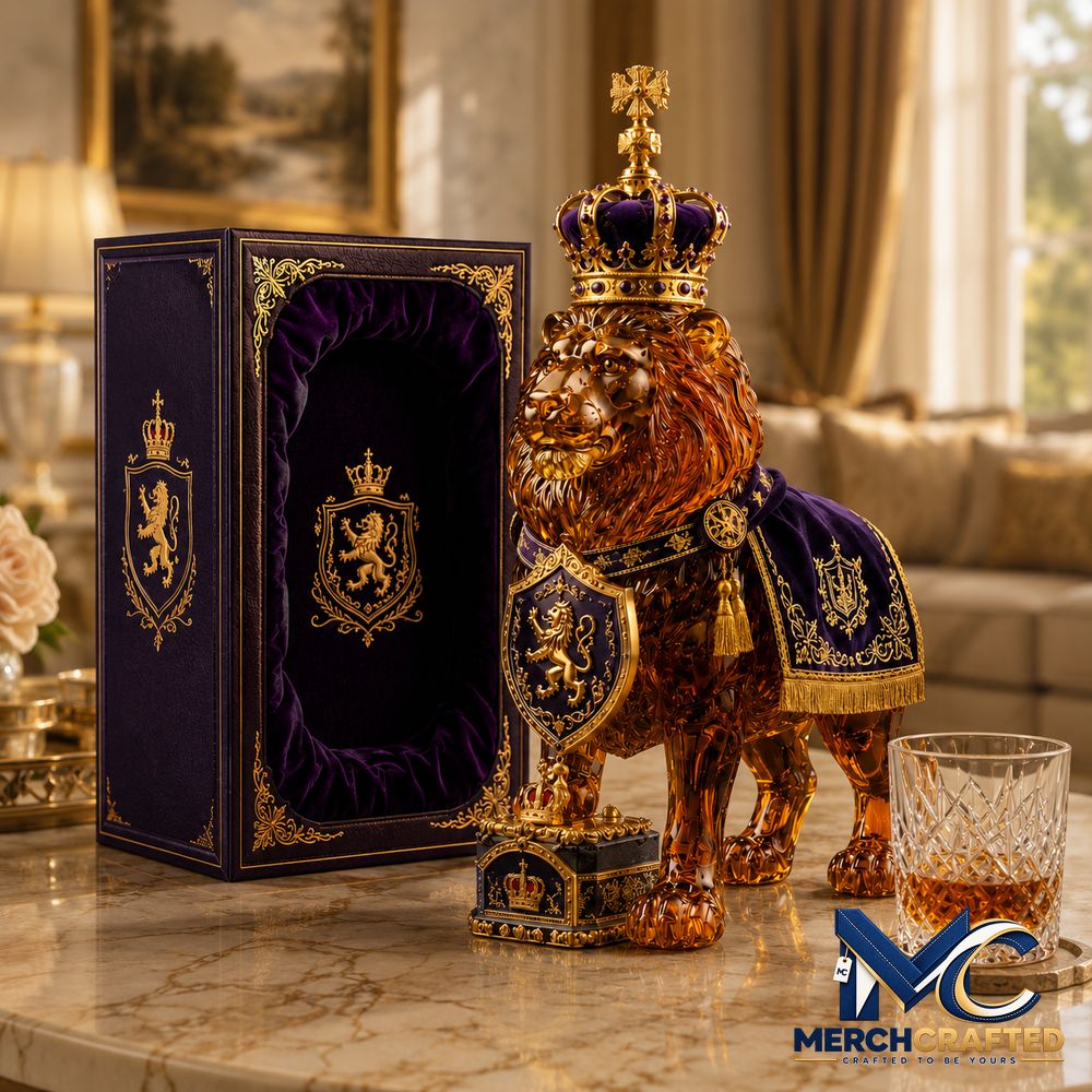 87th Anniversary Royal Lion Crown Style Collectible Decor Liquor Whiskey Bottle - Merch Crafted