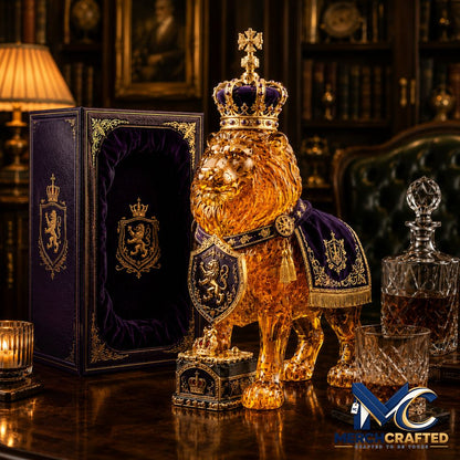 87th Anniversary Royal Lion Crown Style Collectible Decor Liquor Whiskey Bottle - Merch Crafted