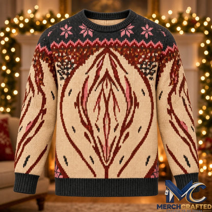 Abstract Feminine Art Christmas Ugly Sweater 2026  Unisex Holiday Knit Sweater