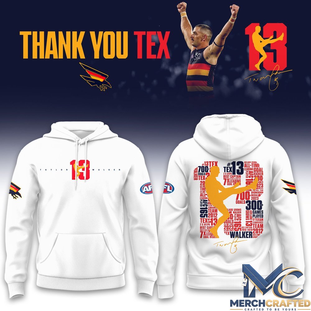 Adelaide Crows Taylor Walker Retirement Special White Hoodie