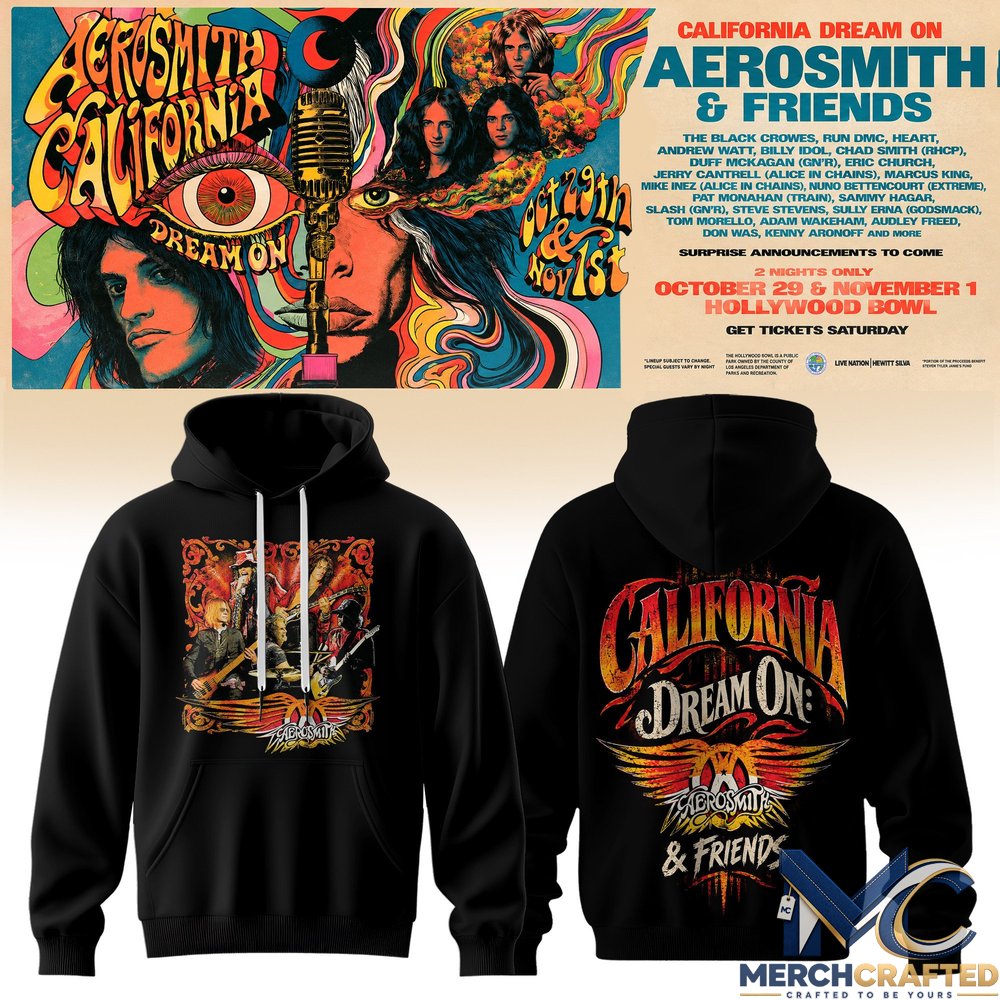 Aerosmith California Dream On Tour Hoodie Aerosmith and Friends Concert Graphic Sweatshirt