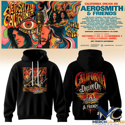 Aerosmith California Dream On Tour Hoodie Aerosmith and Friends Concert Graphic Sweatshirt