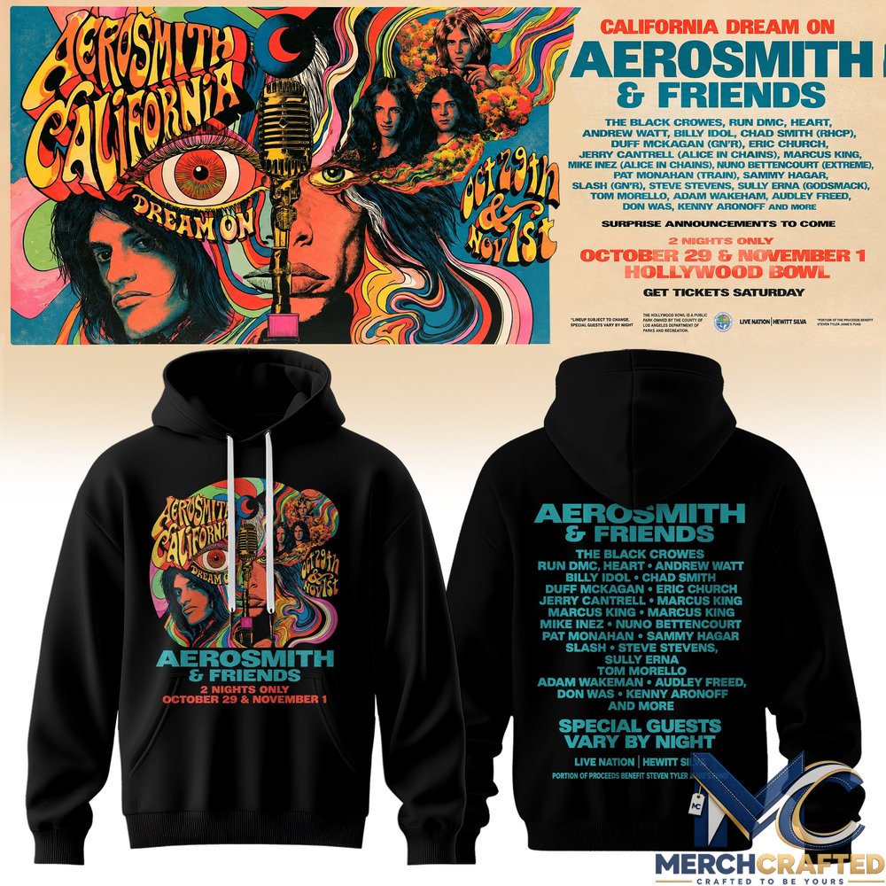 Aerosmith California Dream On Tour Hoodie Aerosmith and Friends Concert Graphic Sweatshirt