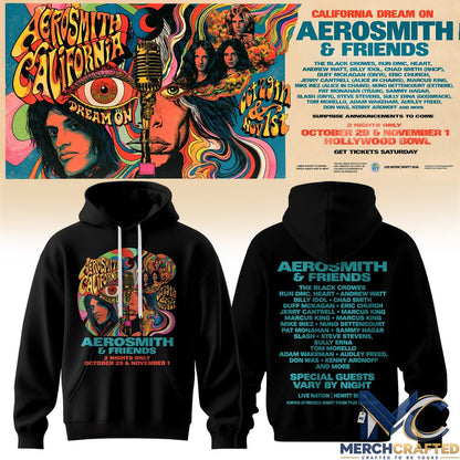 Aerosmith California Dream On Tour Hoodie Aerosmith and Friends Concert Graphic Sweatshirt
