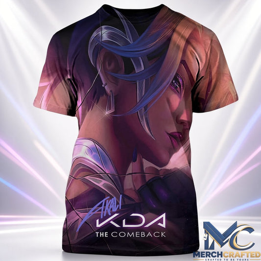 Akali KDA The Comeback Arcane League Of Legends Graphic T Shirt Purple Tee