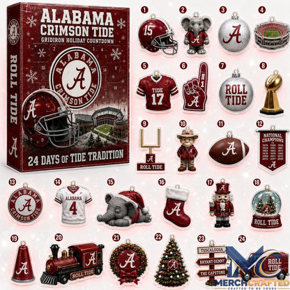 Alabama Crimson Tide NCAA Gridiron Holiday Advent Calendar 2026  24 Days of Tide Tradition Fan Gift