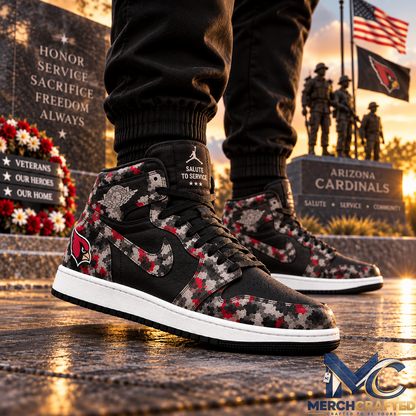 Arizona Cardinals Salute To Service Camo Air Jordan 1 High Top Sneakers