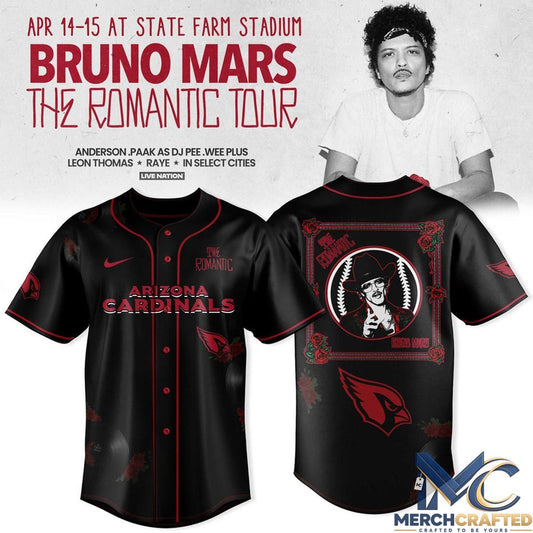 Arizona Cardinals x Bruno Mars – The Romantic Tour 2026 Jersey